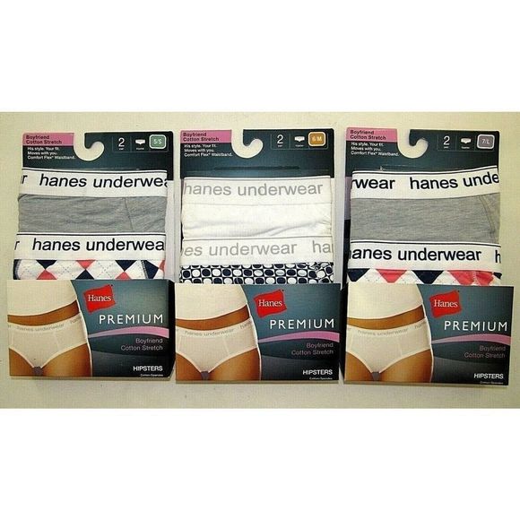 HANES Women's Boyfriend Hipster P241AS Sz 5-7 2-Pk - Picture 1 of 1